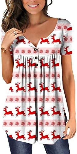 צמרות טוניקה מזדמנות לנשים לחותלות מחבירות חולצות בטן חג המולד שרוול ארוך חולצות הנלי בוטון כלפיון טוניקות זורמות