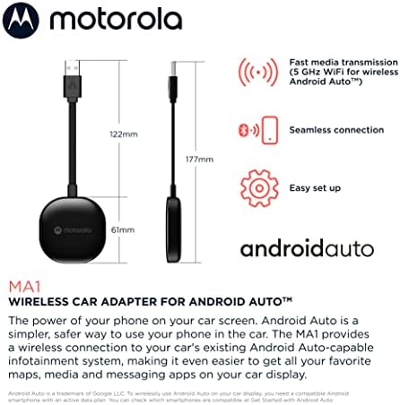 מוטורולה מא1 מתאם לרכב אוטומטי אנדרואיד אלחוטי-חיבור מיידי מסמארטפון למסך רכב עם התקנה קלה-מתאם תוסף ישיר-כרית ג ' ל מאובטחת כלולה