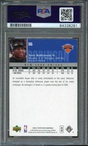 2006-07 סיפון עליון 135 נאט רובינסון חתום כרטיס Auto PSA Slabbed Slabs Knicks - כרטיסי טירון של כדורסל