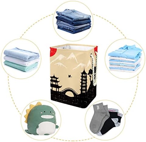 דייה רטרו יפן מקדש נוף כביסה סל בגדי סל אחסון כביסה אחסון ביתי ארגונית עבור בית