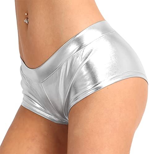רנוונה נשים בוקסר מתכת מבריק תקצירים מכנסיים קצרים של שלל היפית היפ הופ לנקוד מכנסיים חמים