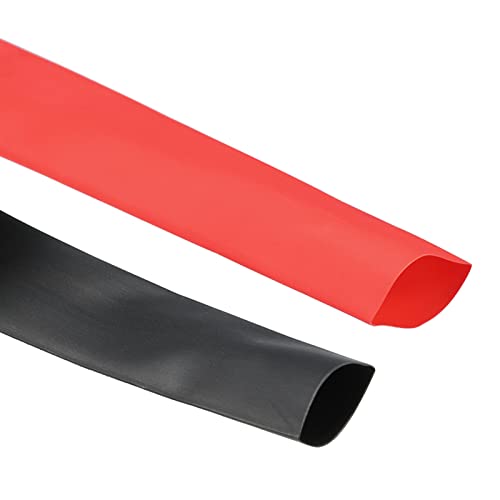 ערכת צינורות מכווץ חום של Meccanixity 2: 1 1/2 אינץ 'דיא 20 ממ שטוח 10ft הגנה על בידוד אדום שחור לחוט כבל חשמלי