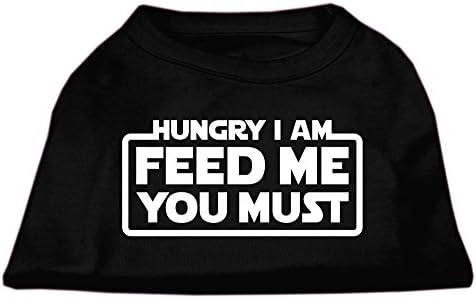 רעב אני חולצת הדפס מסך שחורה SM