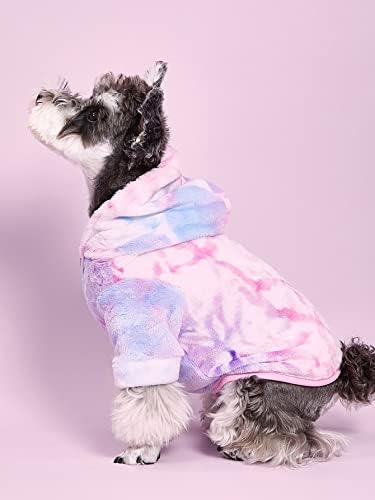 Gorglitter Clush Coat מעיל כלב עניבה צבע קפוצ'ון קפוצ'ון חתול פלנל רוכסן חולצה חמה בגדי חיות מחמד סגול X-Garge