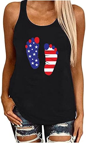 גופיות לנשים אמריקאיות דגל אמריקאי חולצות ללא שרוולים נערות נערות ארהב כוכבות ופסים חולצות טפטפות פטריוטיות