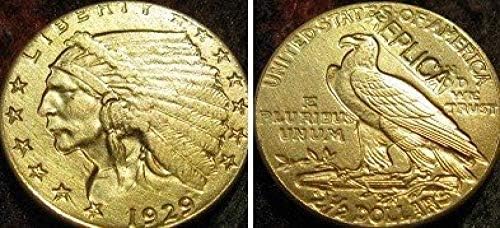 2 $ 5 זהב הודי חצי איגל 1929 מטבעות עותק קישוטי קישוטים מתנות אוסף