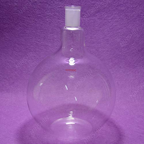 זכוכית מעבדת נאנשין, בקבוק זכוכית תחתון שטוח, 3000 מל, 24/40, צוואר סיגלה, צוואר אחד, 3 ליטר, בקבוק רותח