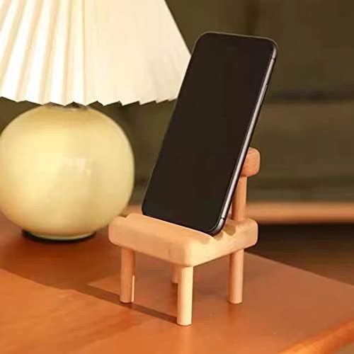 מחזיק טלפון של כיסא VOVCIG, מיני טלפון נייד מעץ בסיס עץ צואה סוגי נייד סוג סוגי סלולרי עמדת טלפון סלולרי iOS ו- Android Smartphone קוראים