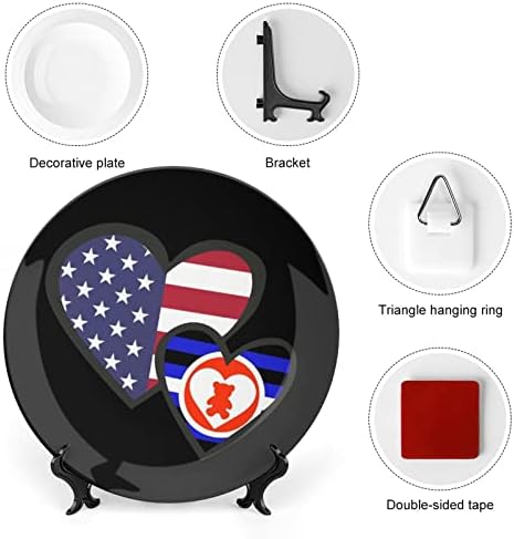 לבבות משתלבים דגל גאווה אמריקאי DDLG עצם מצחיק סין צלחת דקורטיבית צלחות קרמיקה עגול