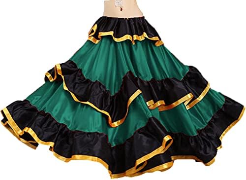 ריקוד בטן סאטן מעגל מלא מקסי חצאית ריקוד ללבוש חצאית ריקוד ספרדית S75