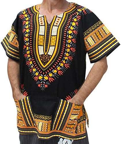 מותג יוניסקס בהיר אפריקאי שחור דאשיקי כותנה חולצה